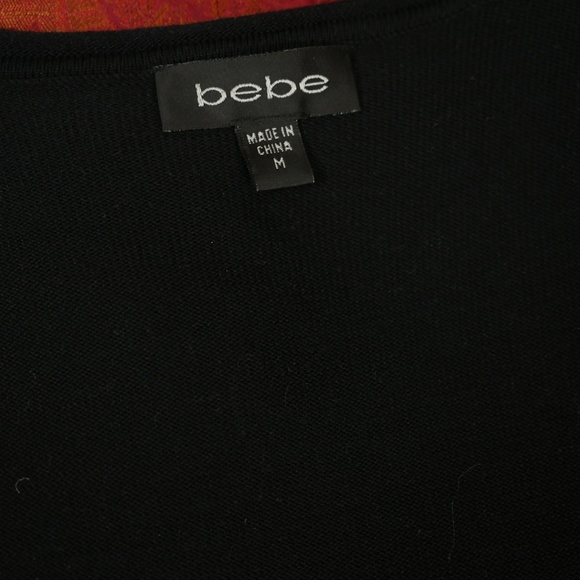 Bebe V-Neck Elastic Cuff Black Dress Size Medium - Picture 8 of 8